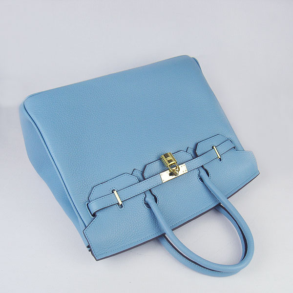 High Quality Fake Hermes Birkin 35CM Togo Leather Bag Blue 6089